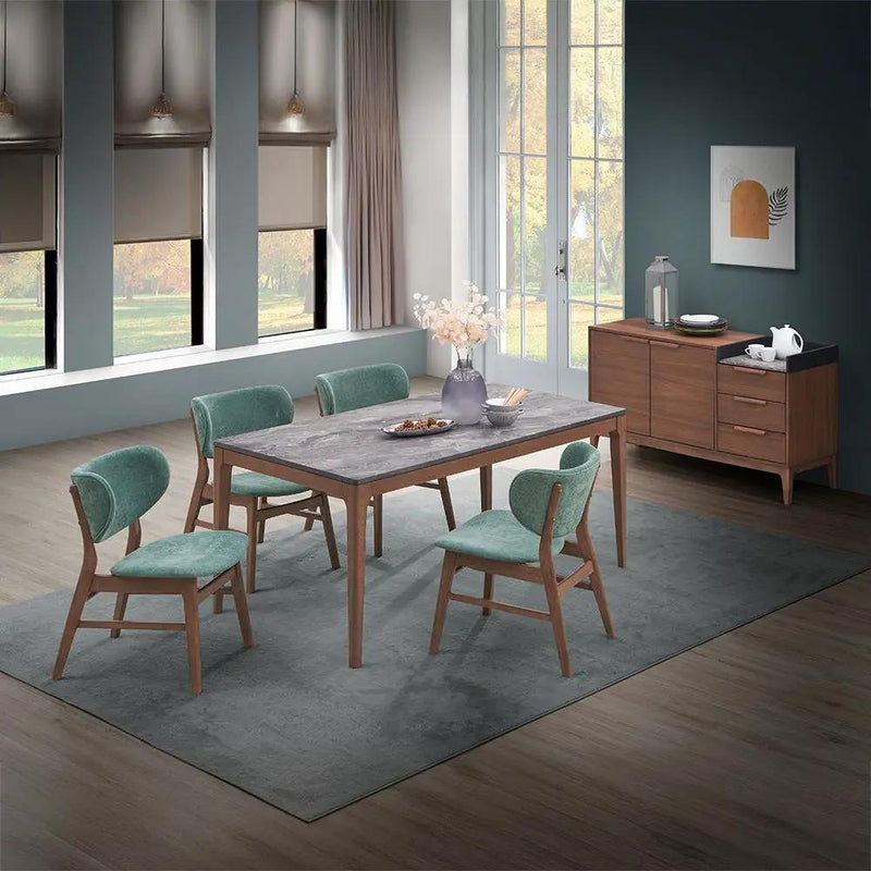 Bevis - Dining Table - Engineered Stone Top & Walnut by Unique Piece Furniture