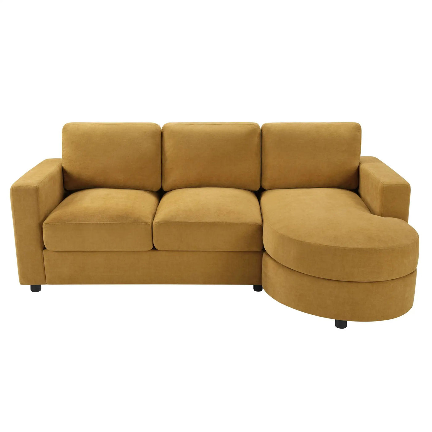 Modern L-Shaped Sectional Sofa With Curved Chaise, USB Ports, And Side Storage Pockets by HouseOfZazla