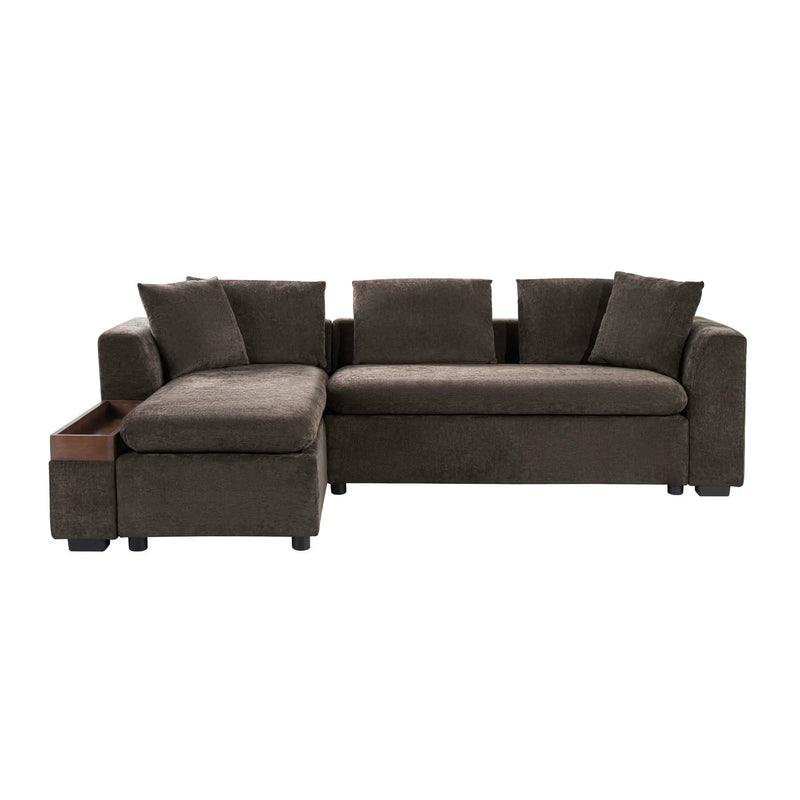 Modern L Shaped Sectional Sofa With Upholstery And Wooden Storage by Unique Piece Furniture
