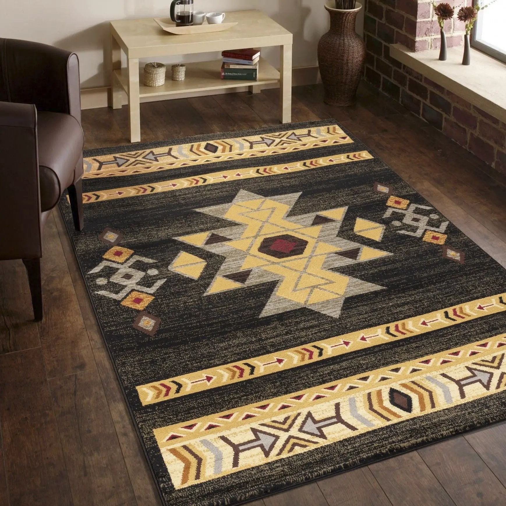 Tribes - 5'3" X 7'3" Southwest Area Rug - Black by Unique Piece Furniture