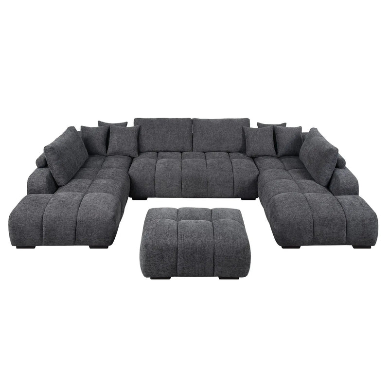 Chosen - Sectional Sofa With Toss Pillows With 2 Chaises With Ottoman - Gray by HouseOfZazla