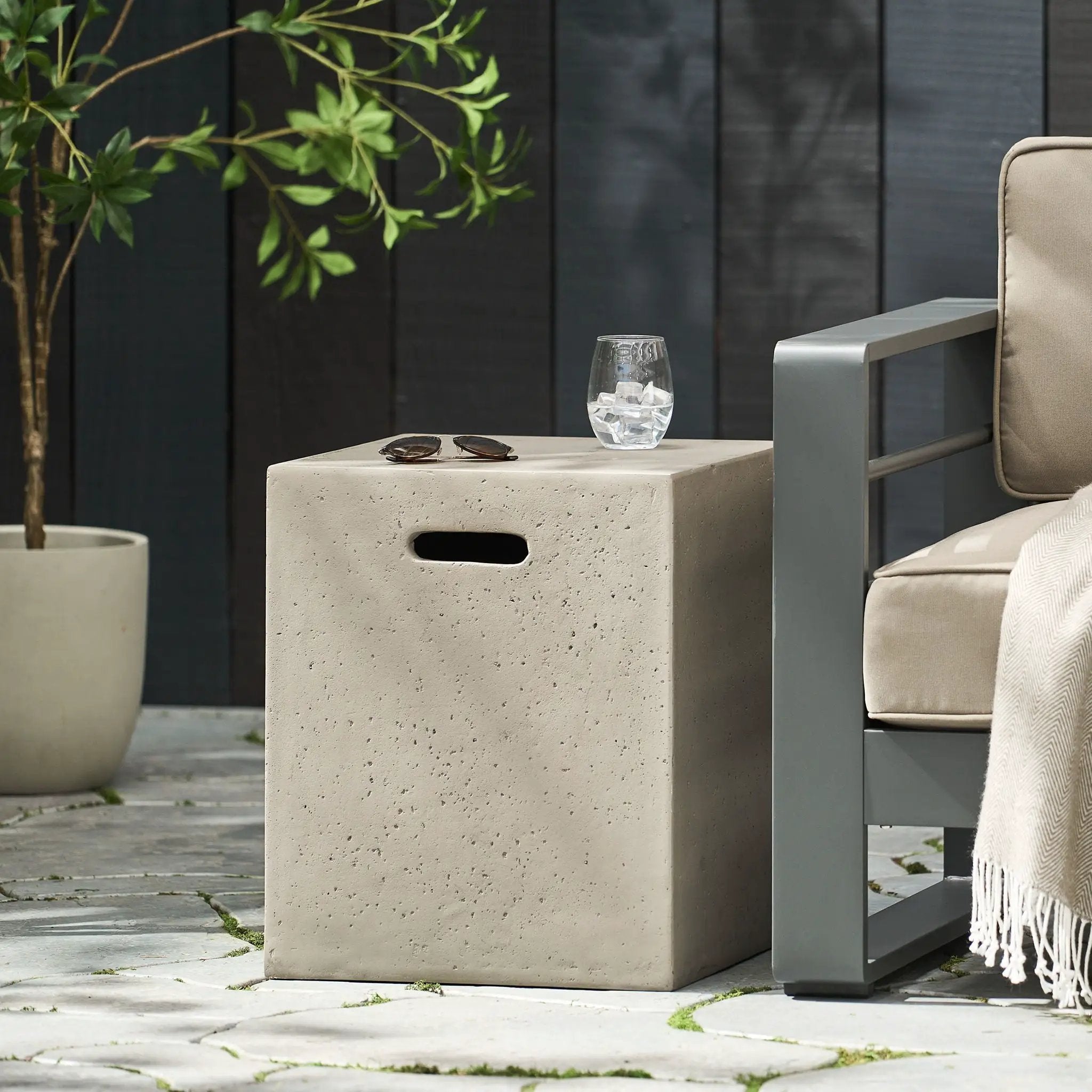 Modern Tank Holder Side Table With Smooth Concrete Surface by HouseOfZazla