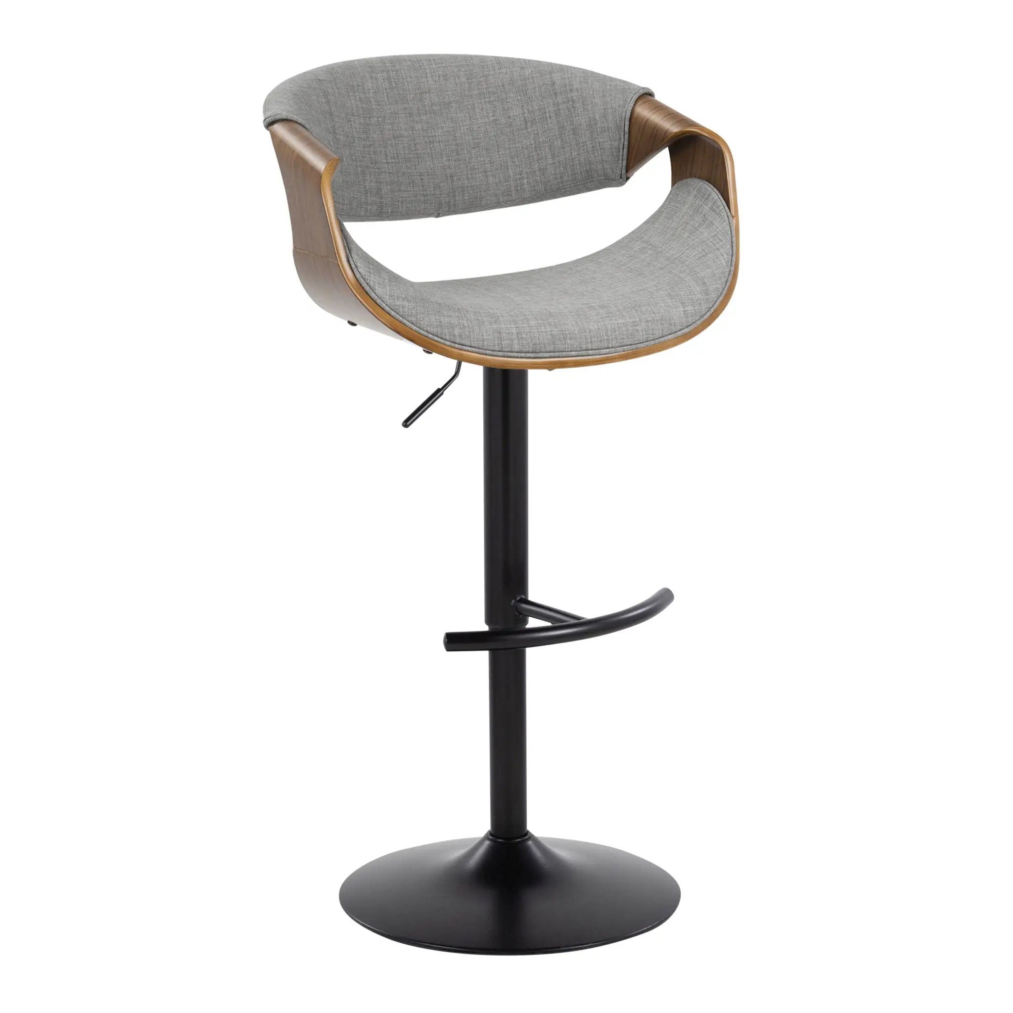 Curvo - Mid Century Modern Adjustable Barstool With Swivel & Rounded T Footrest (Set of 2) by HouseOfZazla