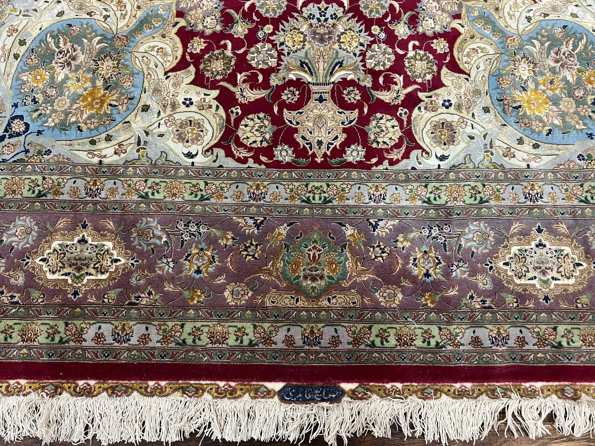 Stunning Persian Tabriz Rug 5x7, Signed by Masterweaver, Maroon, Floral Medallion, Ultra Fine 70 Raj 625 KPSI, Kork Wool Silk Foundation, Handmade by Jewel Rugs