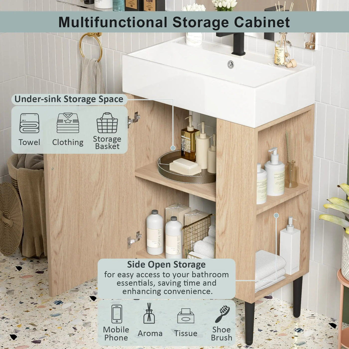 Bathroom Vanity, Combo Cabinet, Bathroom Storage Cabinet, Single Ceramic Sink by HouseOfZazla