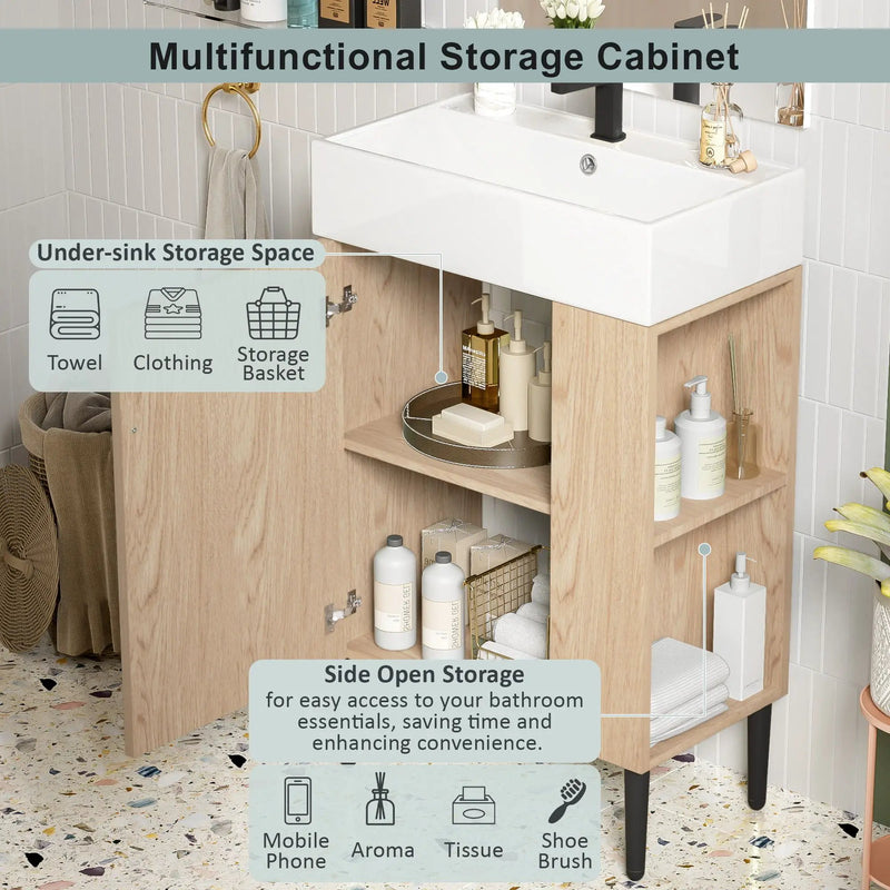 Bathroom Vanity, Combo Cabinet, Bathroom Storage Cabinet, Single Ceramic Sink by Unique Piece Furniture