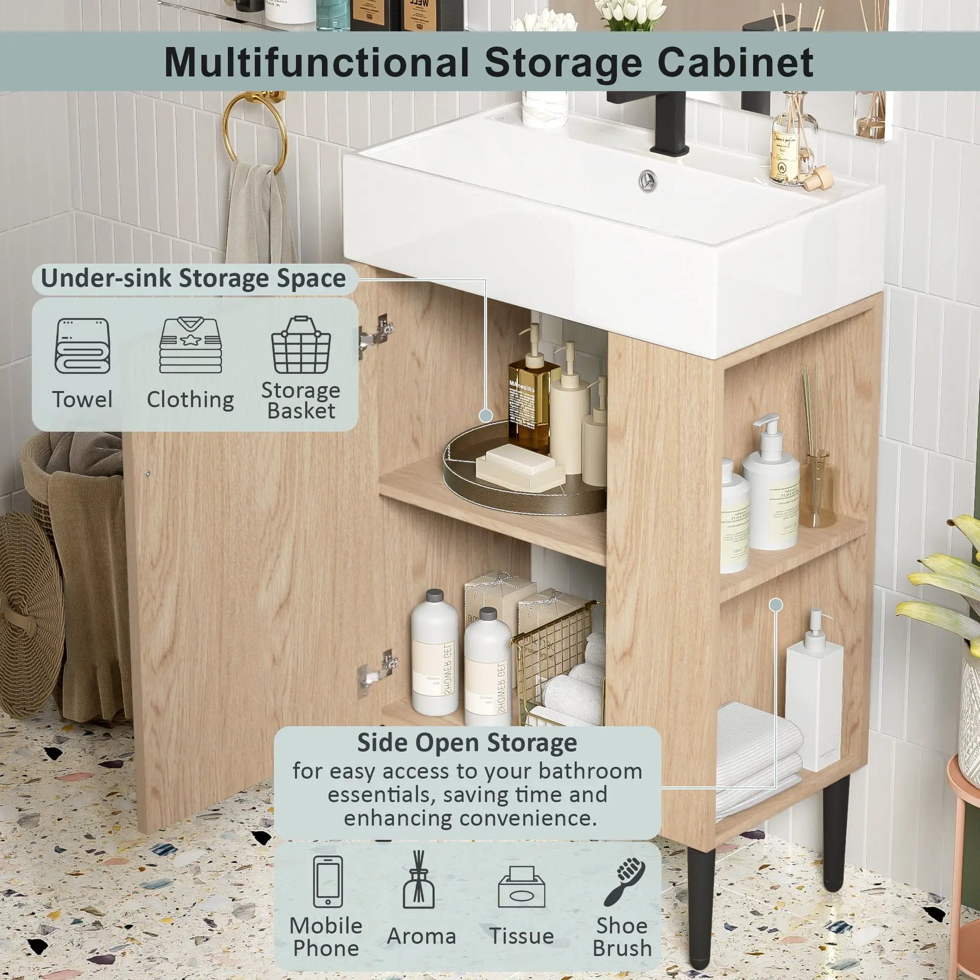 Bathroom Vanity, Combo Cabinet, Bathroom Storage Cabinet, Single Ceramic Sink by HouseOfZazla