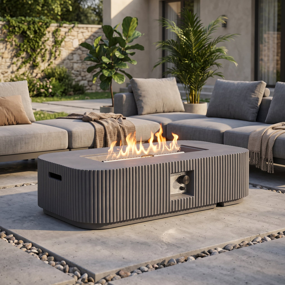 Outdoor 48.2" Rectangular MgO Fire Pit, photo 4 of 5