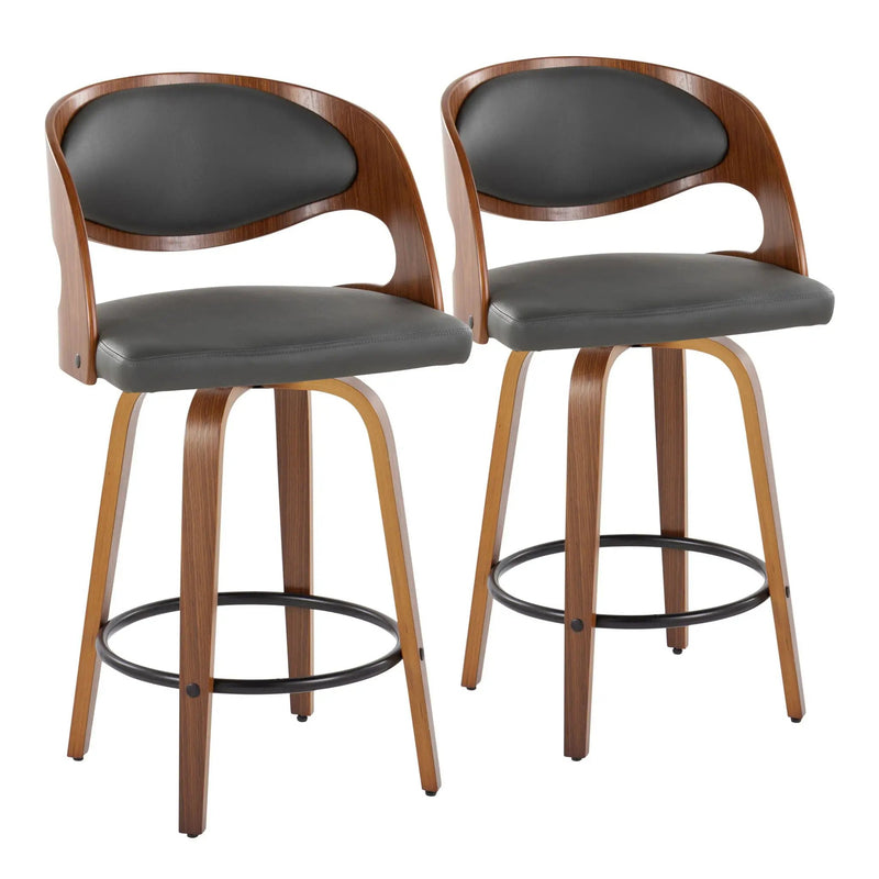 Pino - Mid Century Modern Fixed Height Barstool With Swivel With Round Footrest (Set of 2) by Unique Piece Furniture