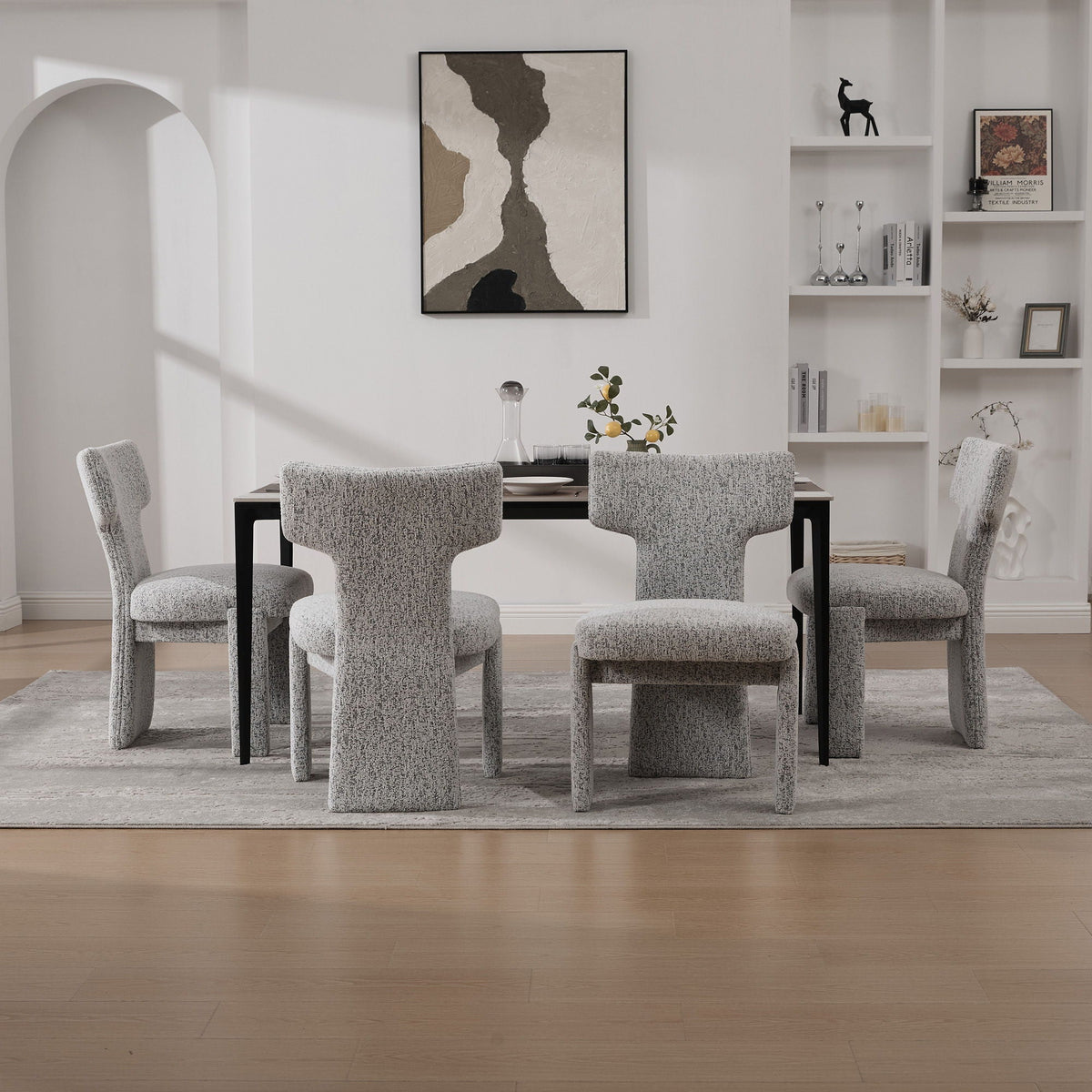 Armless Curved Back Accent Chairs with Modern Silhouette - White, Black, or Beige, photo 17 of 40