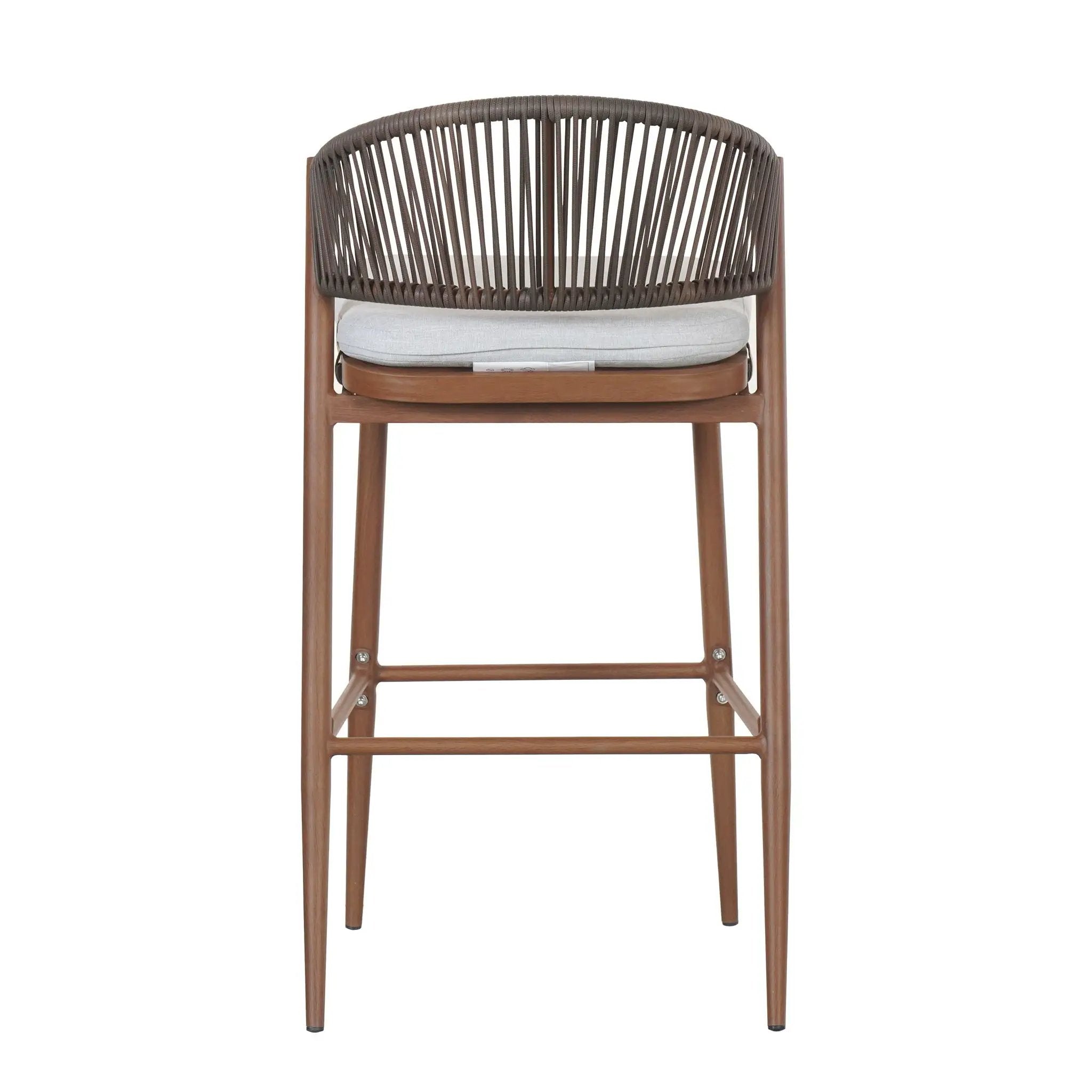 Outdoor Bar Height Metal Frame Counter Stools with Scallop-Shaped Backrest & Water-Resistant Cushions by HouseOfZazla