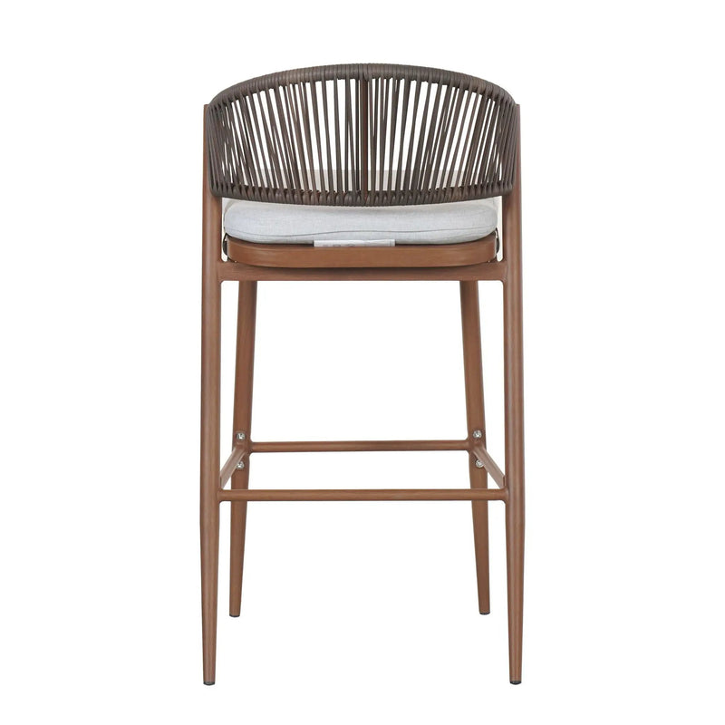 Outdoor Bar Height Metal Frame Counter Stools with Scallop-Shaped Backrest & Water-Resistant Cushions by HouseOfZazla