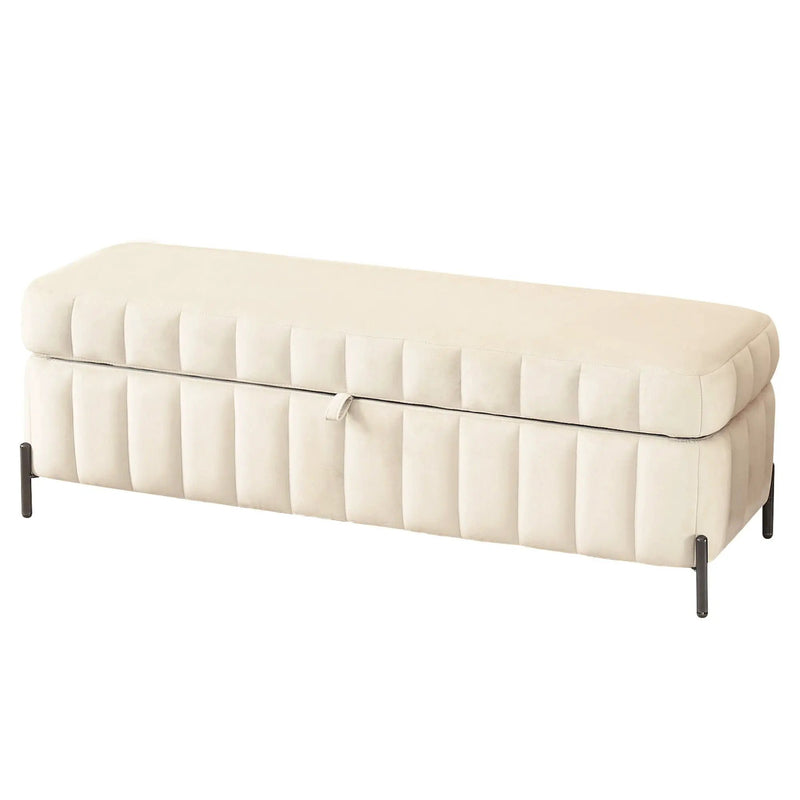 Wide Upholstered Storage Soft Bench Ottoman With Metal Legs by Unique Piece Furniture