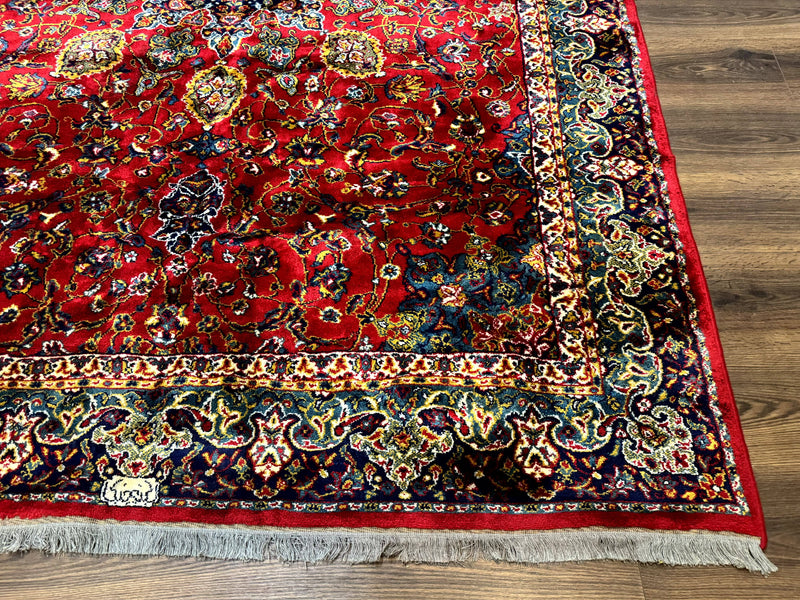 Red Persian Rug 6x9, Medallion Carpet, Ardebil Design, Vintage Belgium Power Loomed Carpet by Jewel Rugs