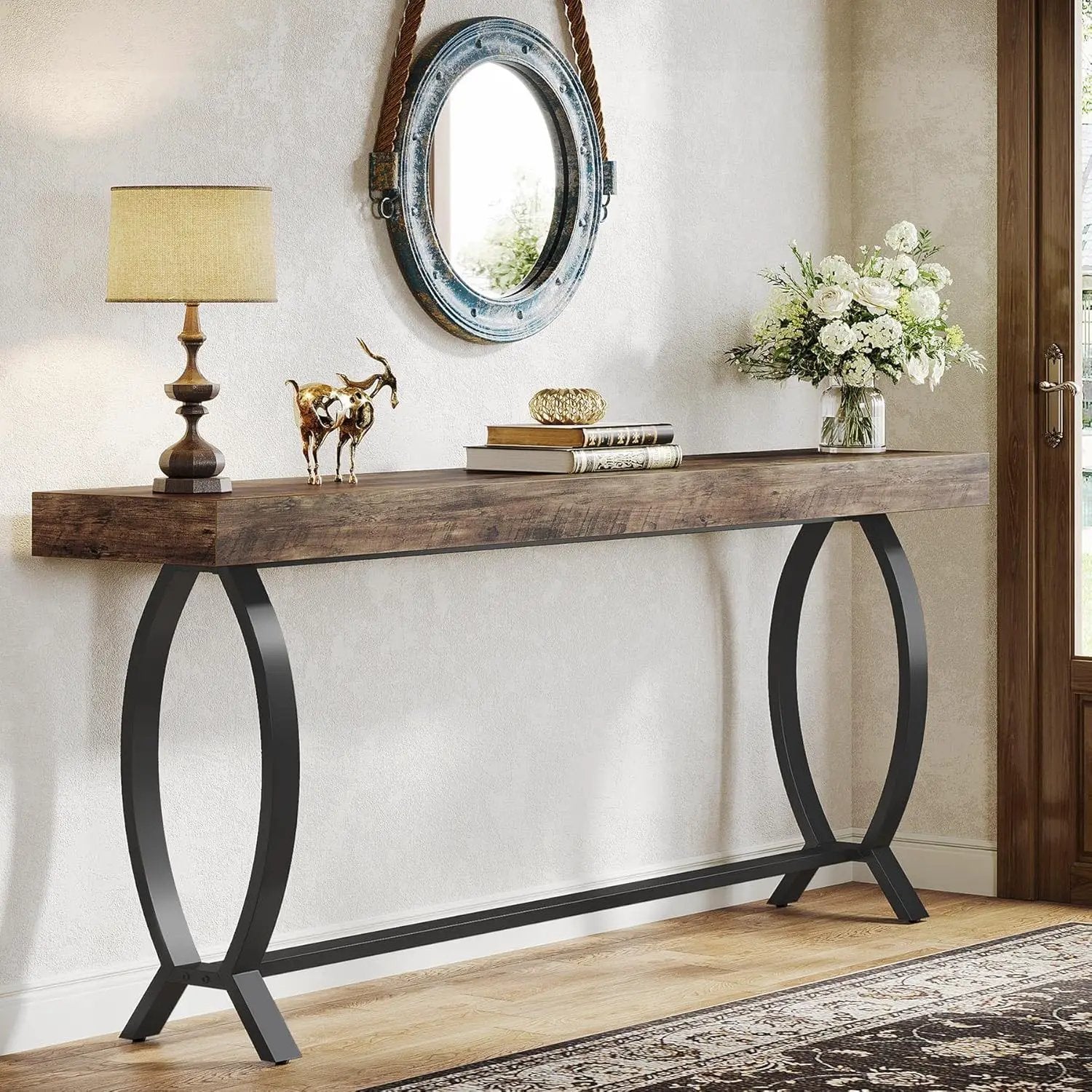 Console Table With Fish Tail Legs Extra Long - Brown by HouseOfZazla