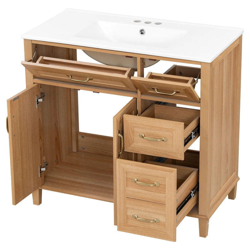 Bathroom Vanity With Sink, Soft Close Doors & Drawers - Wood by HouseOfZazla