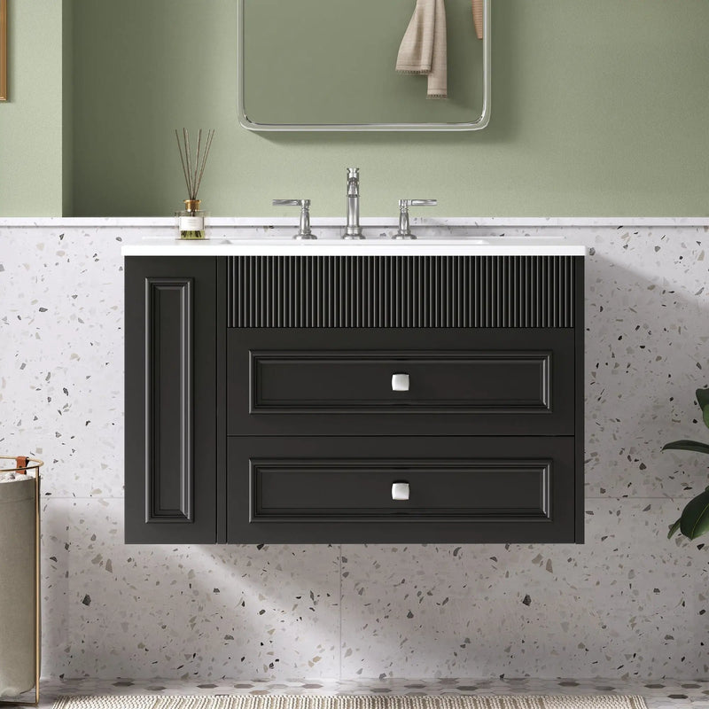 Wall Mounted Bathroom Vanity With 2 Drawers, Sink, Floating Storage Unit by Unique Piece Furniture