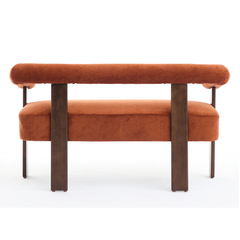 Round Armrest Loveseat (Dark Orange + Brown) by HouseOfZazla