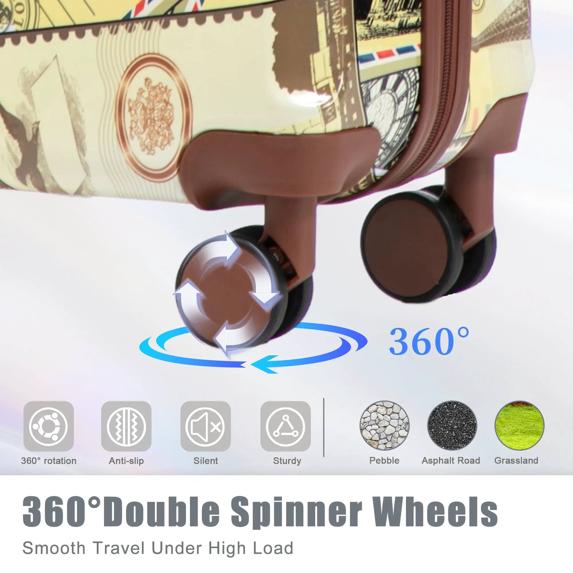 3-Piece PC Spinner Wheel Luggage Set with Printed Pattern by HouseOfZazla