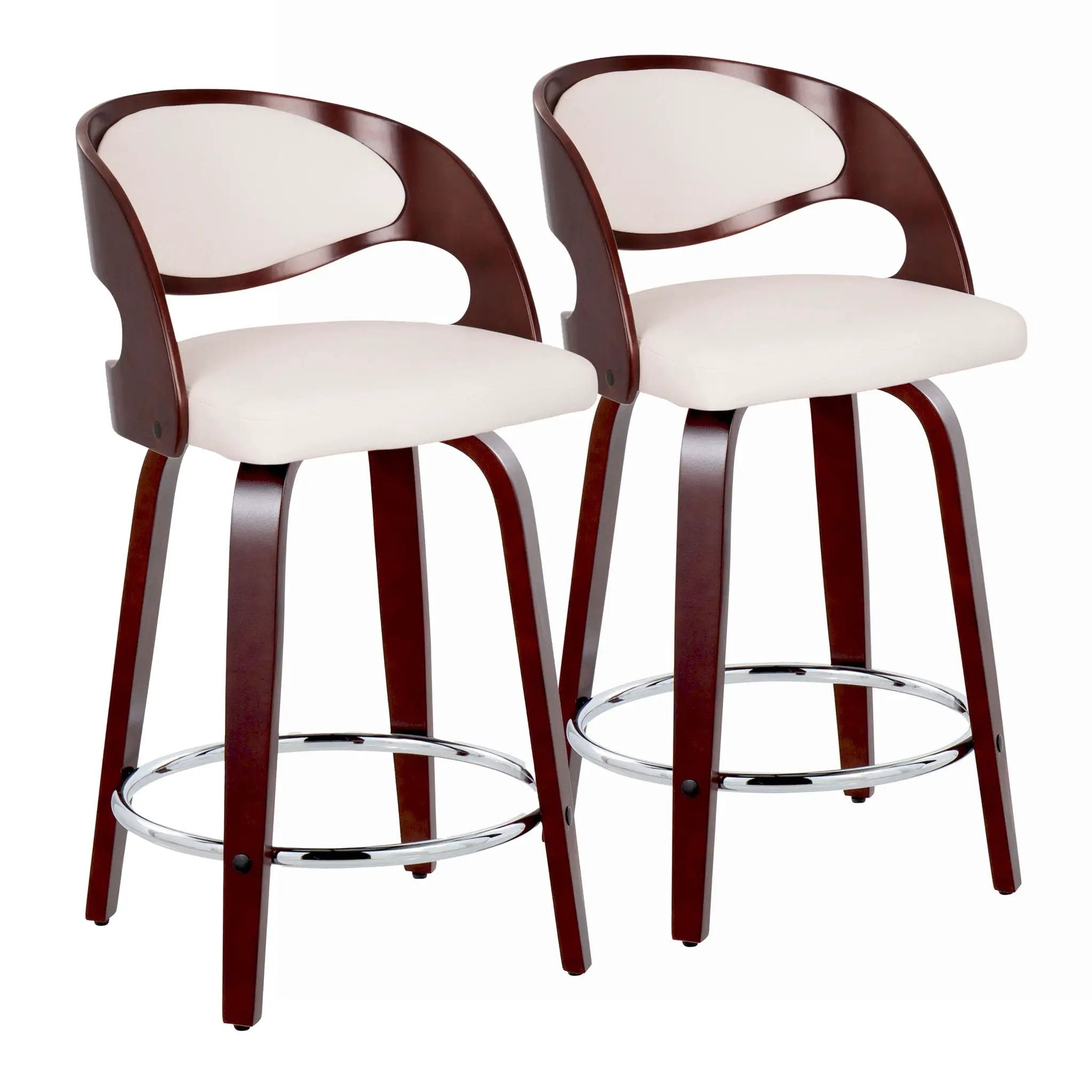 Pino - Mid Century Modern Fixed Height Barstool With Swivel With Round Footrest (Set of 2) by Unique Piece Furniture