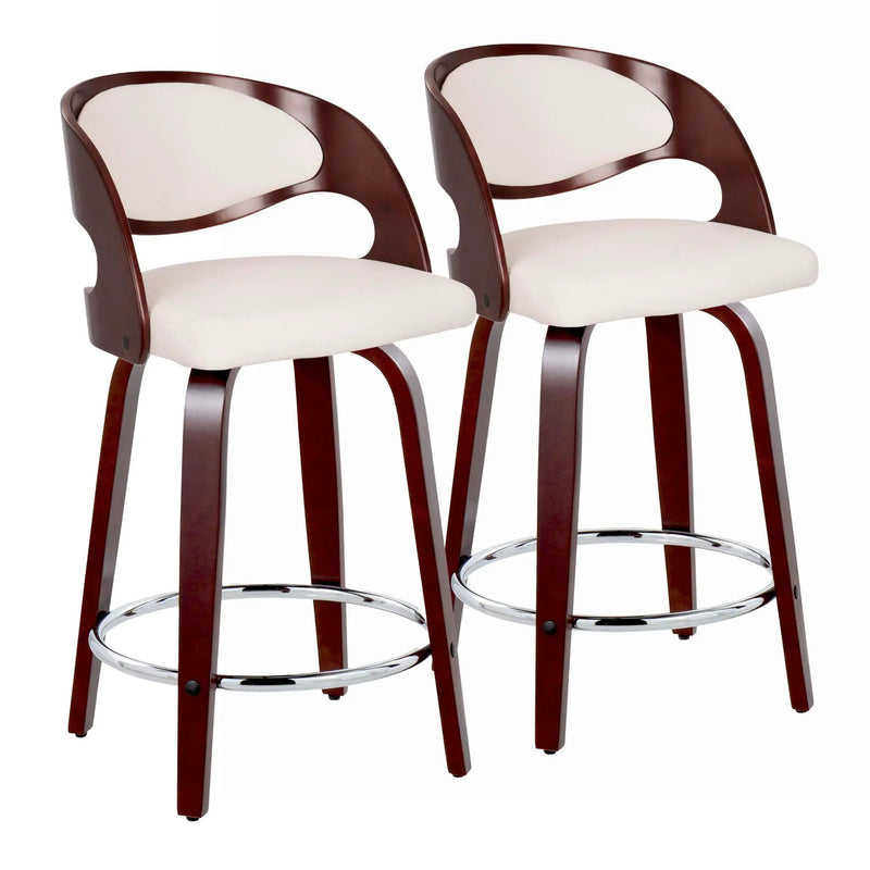 Pino - Mid Century Modern Fixed Height Barstool With Swivel With Round Footrest (Set of 2) by Unique Piece Furniture