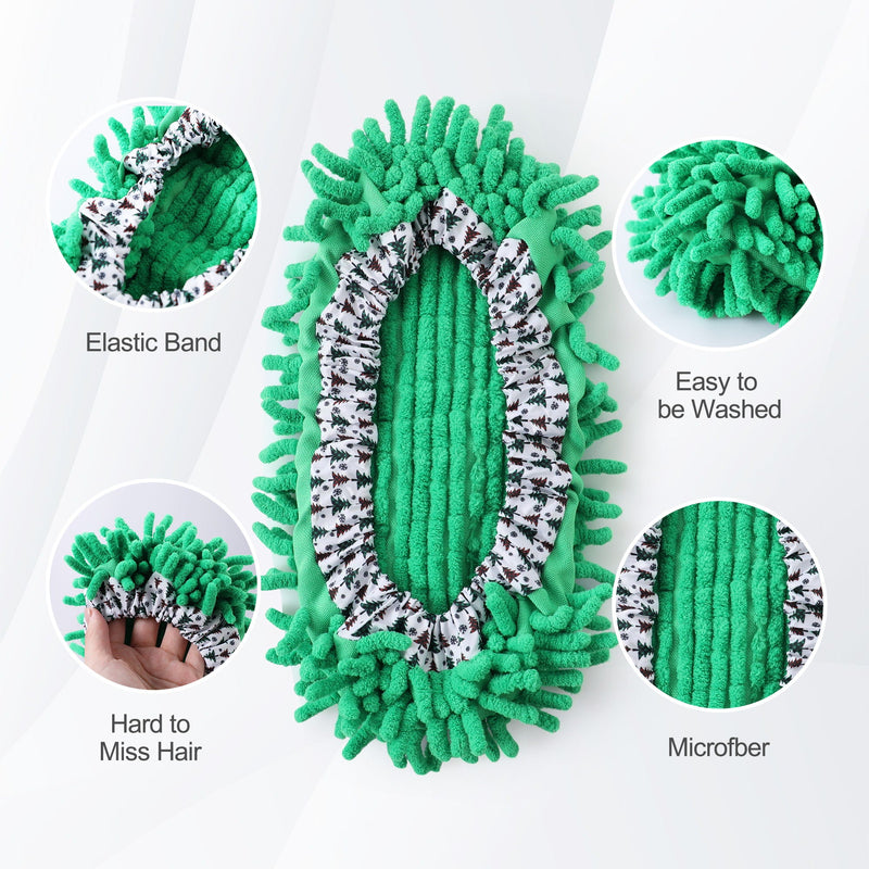 Microfiber Mop Slippers For Floor Cleaning, Machine Washable, 3 Pieces - Blue / Green / Red by HouseOfZazla