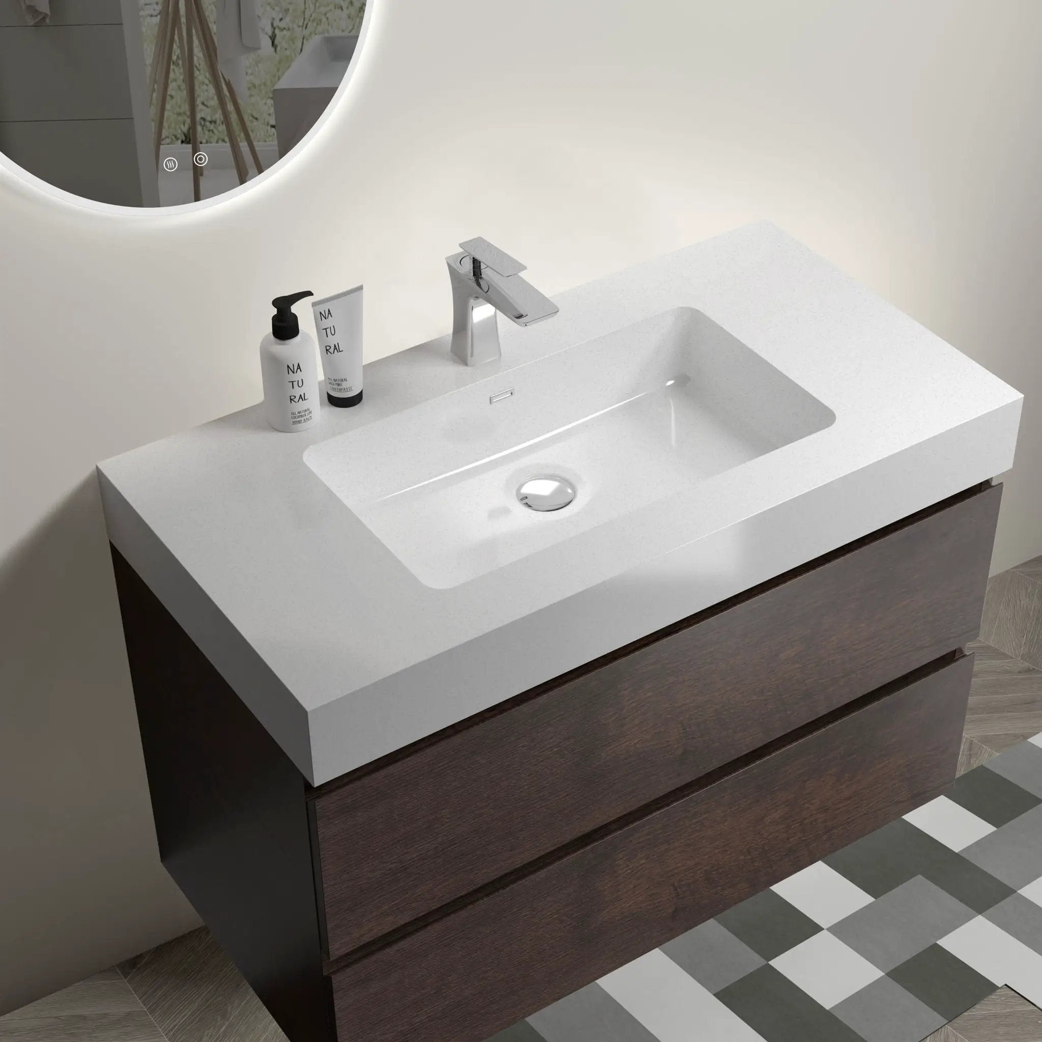 Alice - Bathroom Vanity Wall Mounted With Sink, Large Storage Floating Bathroom Vanity For Modern Bathroom, One-Piece Sink Basin Without Drain And Faucet by Unique Piece Furniture