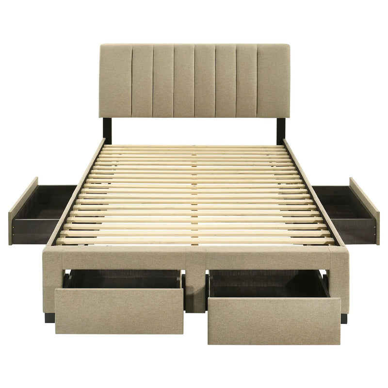 Wheatland 4-drawer Upholstered Full Storage Bed Light Brown by Unique Piece Furniture