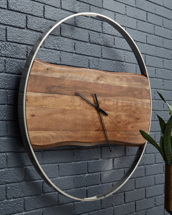 Panchali - Wall Clock - Brown / Silver Finish, photo 2 of 4