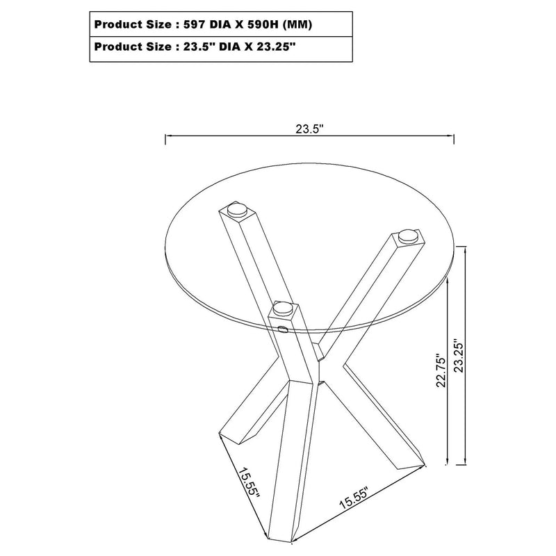 Kenzie Round Tempered Glass Top End Side Table Chrome by Unique Piece Furniture