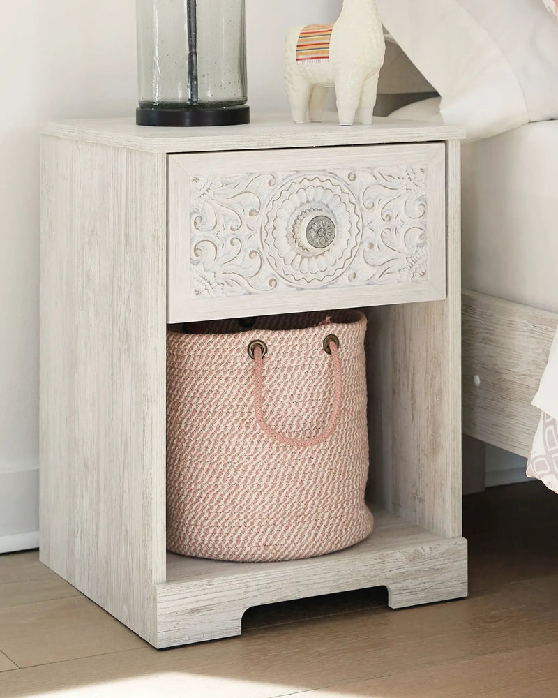 Paxberry - One Drawer Night Stand - Whitewash by Unique Piece Furniture