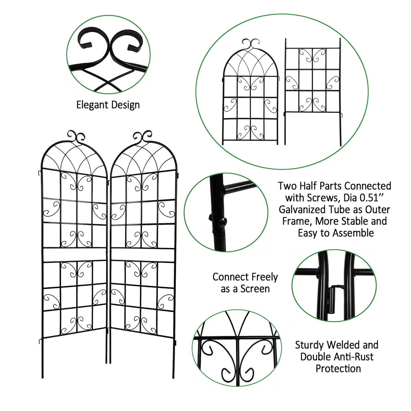 Metal Garden Rustproof Trellis For Climbing Plants Outdoor Flower Support by HouseOfZazla