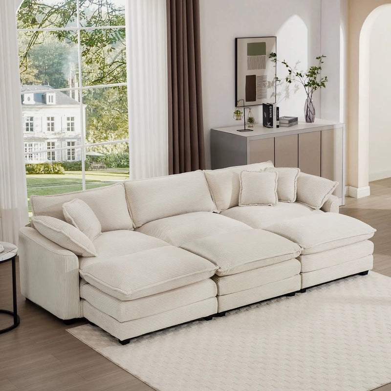 Modern Oversized Modular Cushion Sofa With Ottoman, Low Back, Deep Seating Sofa Set by Unique Piece Furniture