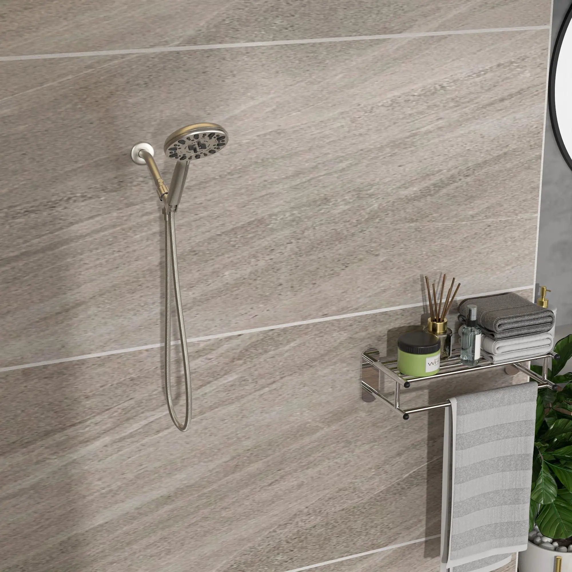 Multi Function Adjustable Hand Shower 7 Function Hand Shower, Wall Mounted - Brushed Nickel by HouseOfZazla