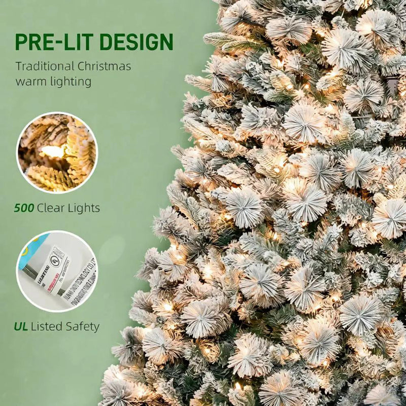 Flocked Artificial Christmas Tree with Clear Lights by HouseOfZazla