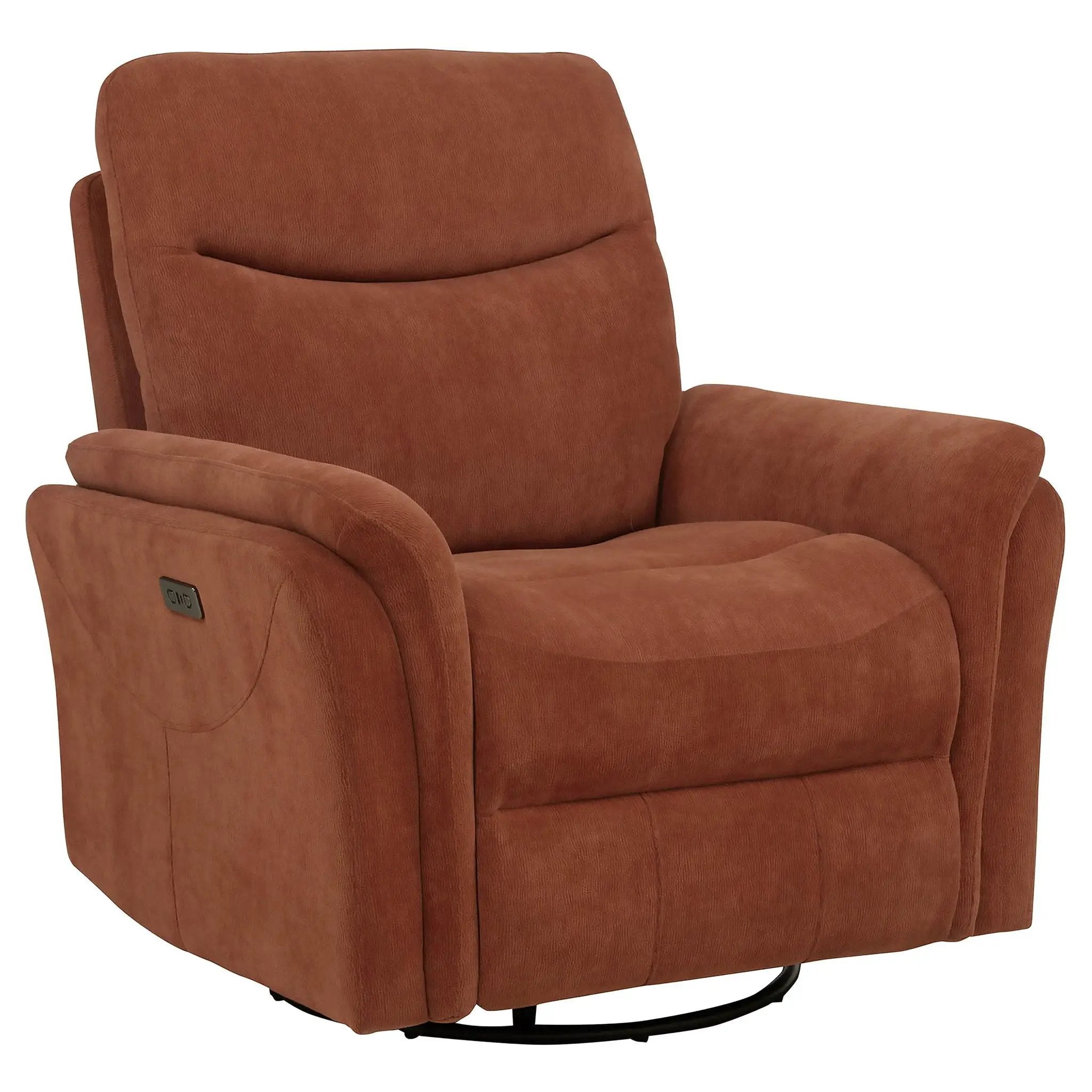 Adler Upholstered Power Swivel Glider Recliner Rust by Unique Piece Furniture