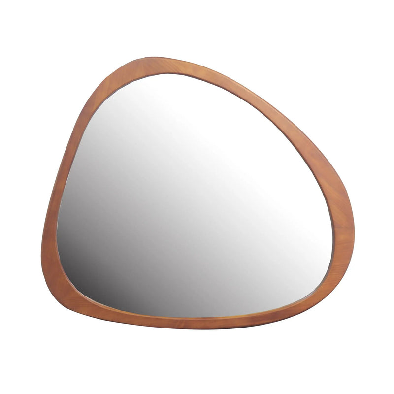 Asymmetrical Wall Mirror Wooden Framed Mirror Large Sized Dressing Mirror, For Living Room, Bedroom, Bathroom, Hallway Or Entry Way - Natural Wood by HouseOfZazla