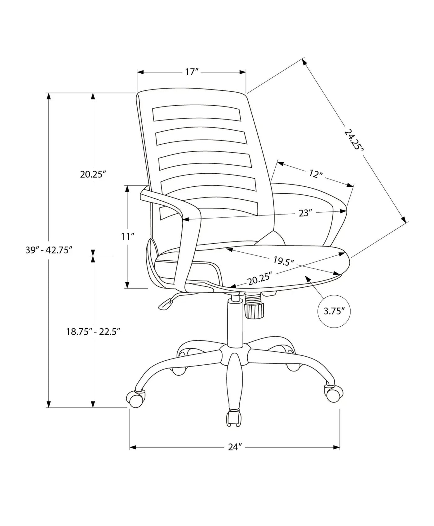 Office Chair, Adjustable Height, Swivel, Ergonomic, Armrests by HouseOfZazla