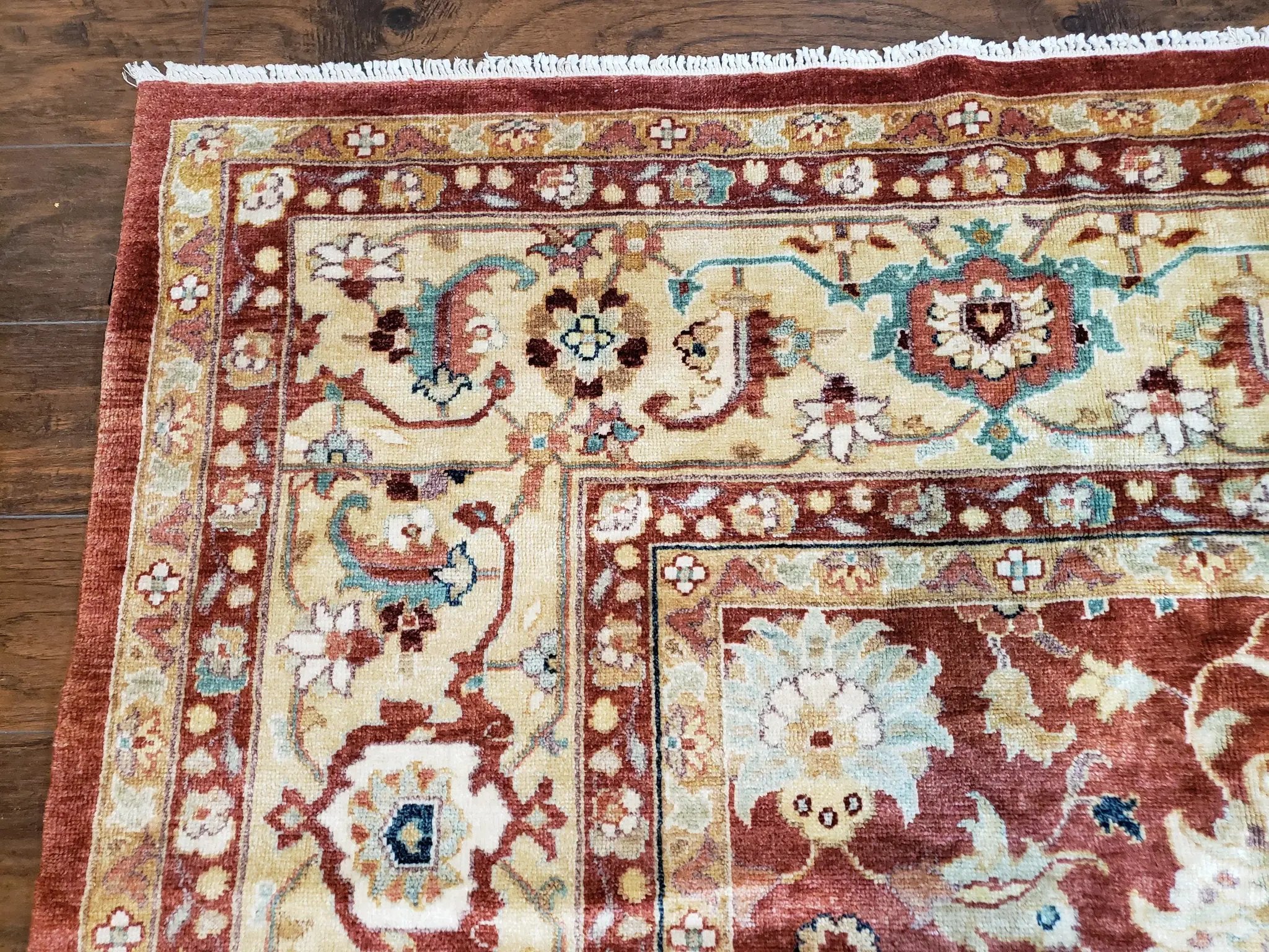 Safavieh Room Sized Rug 10x14, Wool Hand-Knotted Auburn Red & Light Gold Egyptian Mahal Oriental Carpet, 10 x 14 Large Living Room Rug by Jewel Rugs