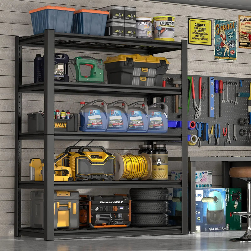 Garage Storage Rack, 5 Layer Adjustable Shelving Unit For Warehouse - Black by HouseOfZazla