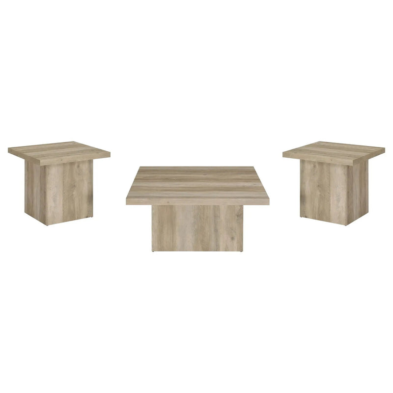 Devar 3-piece Square Coffee End Table Set Distressed Pine by Unique Piece Furniture