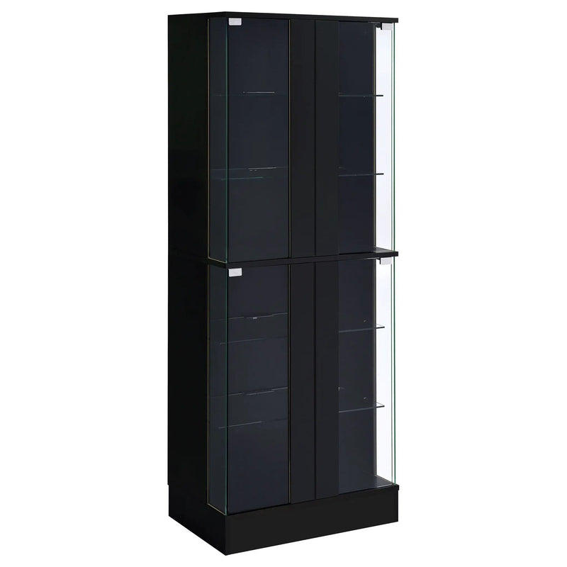Cabra 4-door LED Curio Display Cabinet Black High Gloss by Unique Piece Furniture