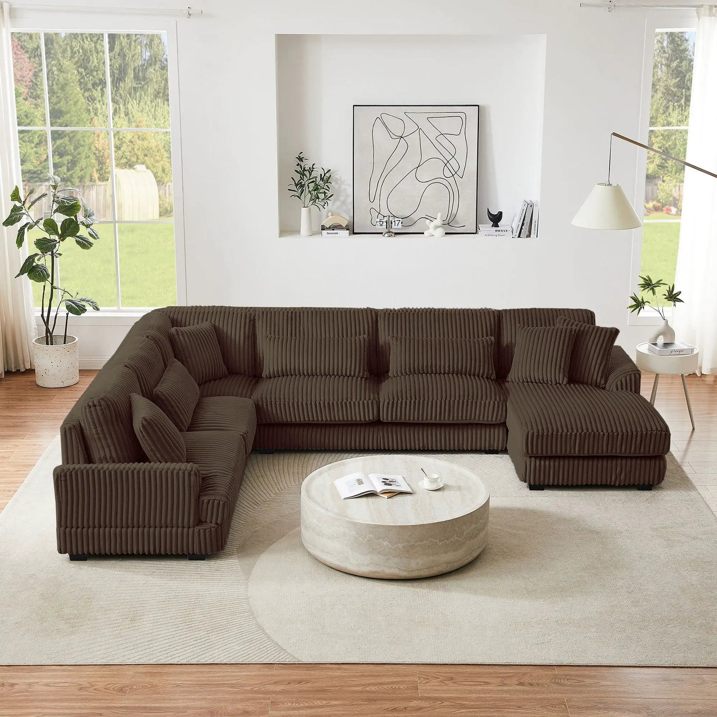 Oversized Sectional Sofa U - Shaped Sofa Couch Modern Sofa Upholstered In Soft With A Chaise Lounge For Living Room by HouseOfZazla
