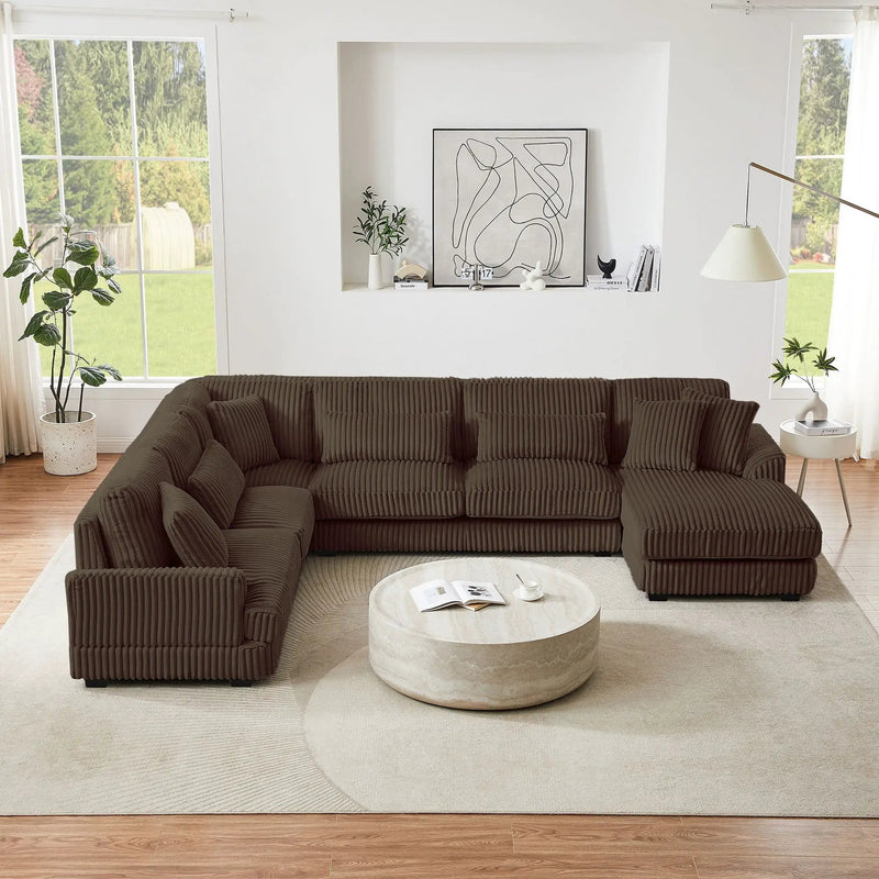 Oversized Sectional Sofa U - Shaped Sofa Couch Modern Sofa Upholstered In Soft With A Chaise Lounge For Living Room by HouseOfZazla