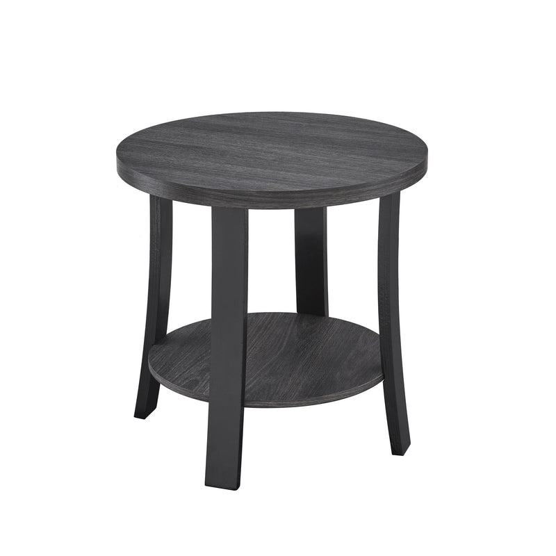 Anze - 3 Piece Coffee Table Set Contemporary Oval Wood Shelf - Charcoal by HouseOfZazla
