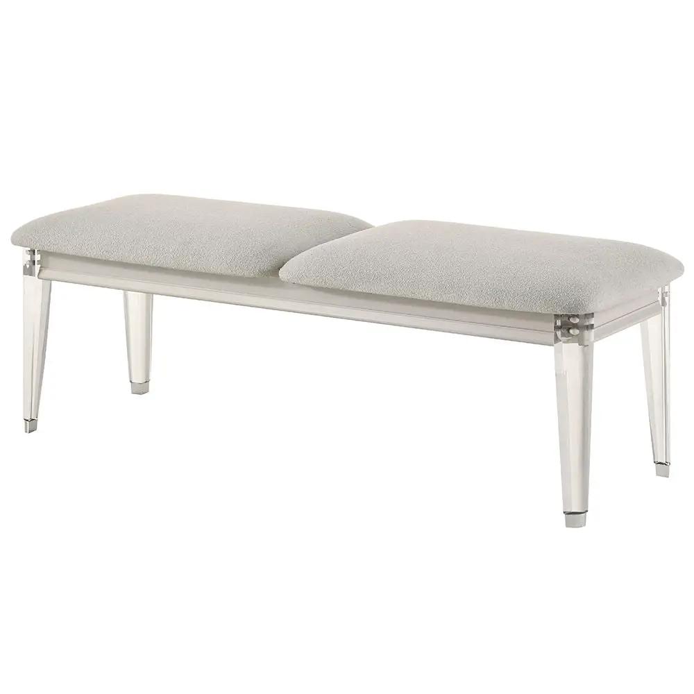 Laveda - Bench - Light Gray Boucle & Pearl White by Unique Piece Furniture
