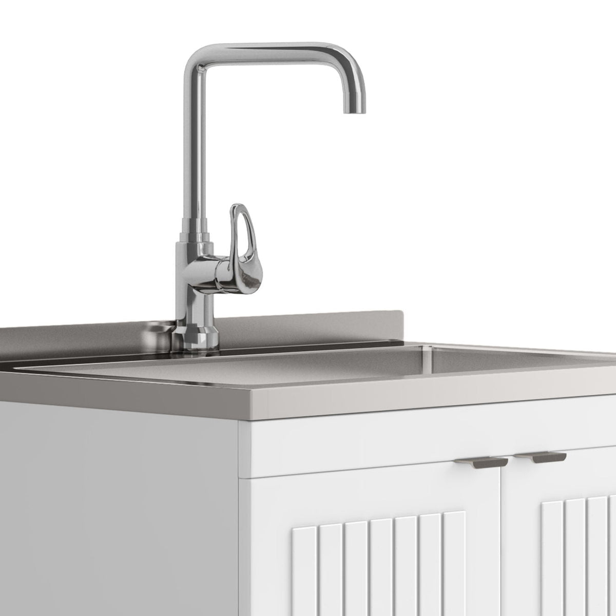 Laundry Cabinet with Stainless Steel Sink and Faucet - White, photo 7 of 27