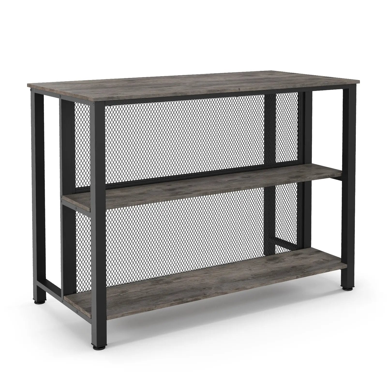 36 Inch 3-Tier Bar Table with Storage Metal Frame Adjustable Foot Pads for Dining Room by DirectDeals