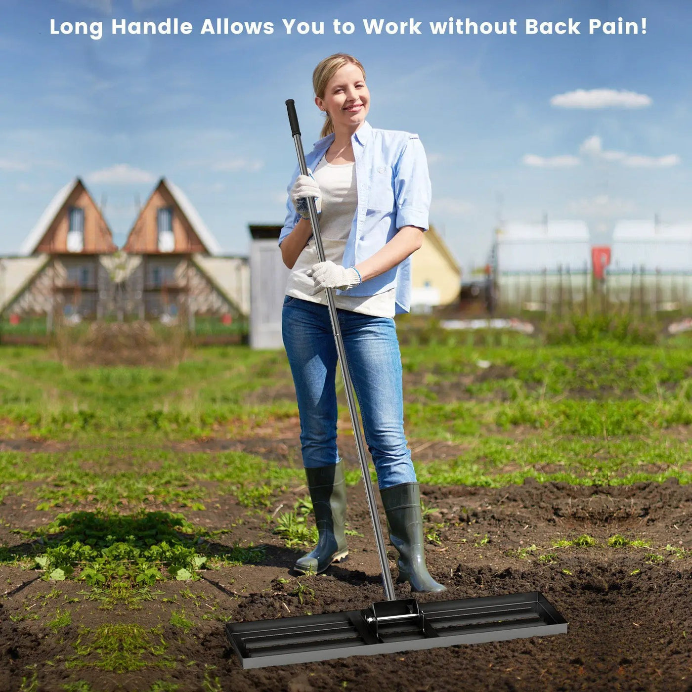 36 x 10 Inch Lawn Leveling Rake with Ergonomic Handle by DirectDeals