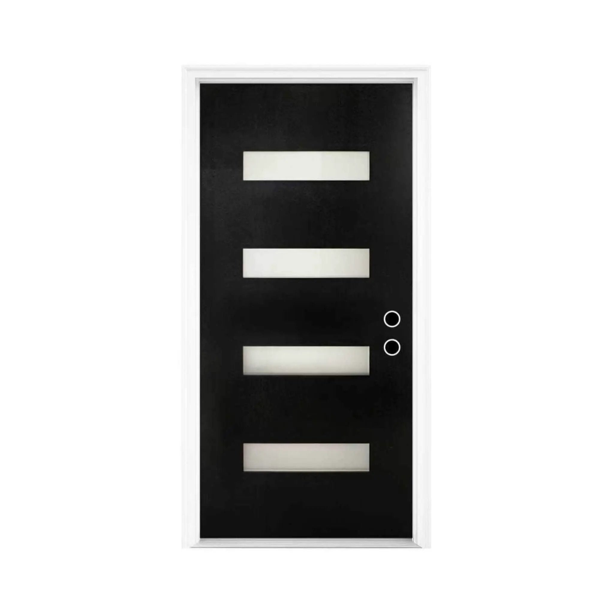 [36X80-Inch] Nuvia Contemporary Frosted Glass Fiberglass Left Inswing Front Door With 6-9/16 White Vinyl Frame (SAK78420) by SAKSBY WHOLESALE